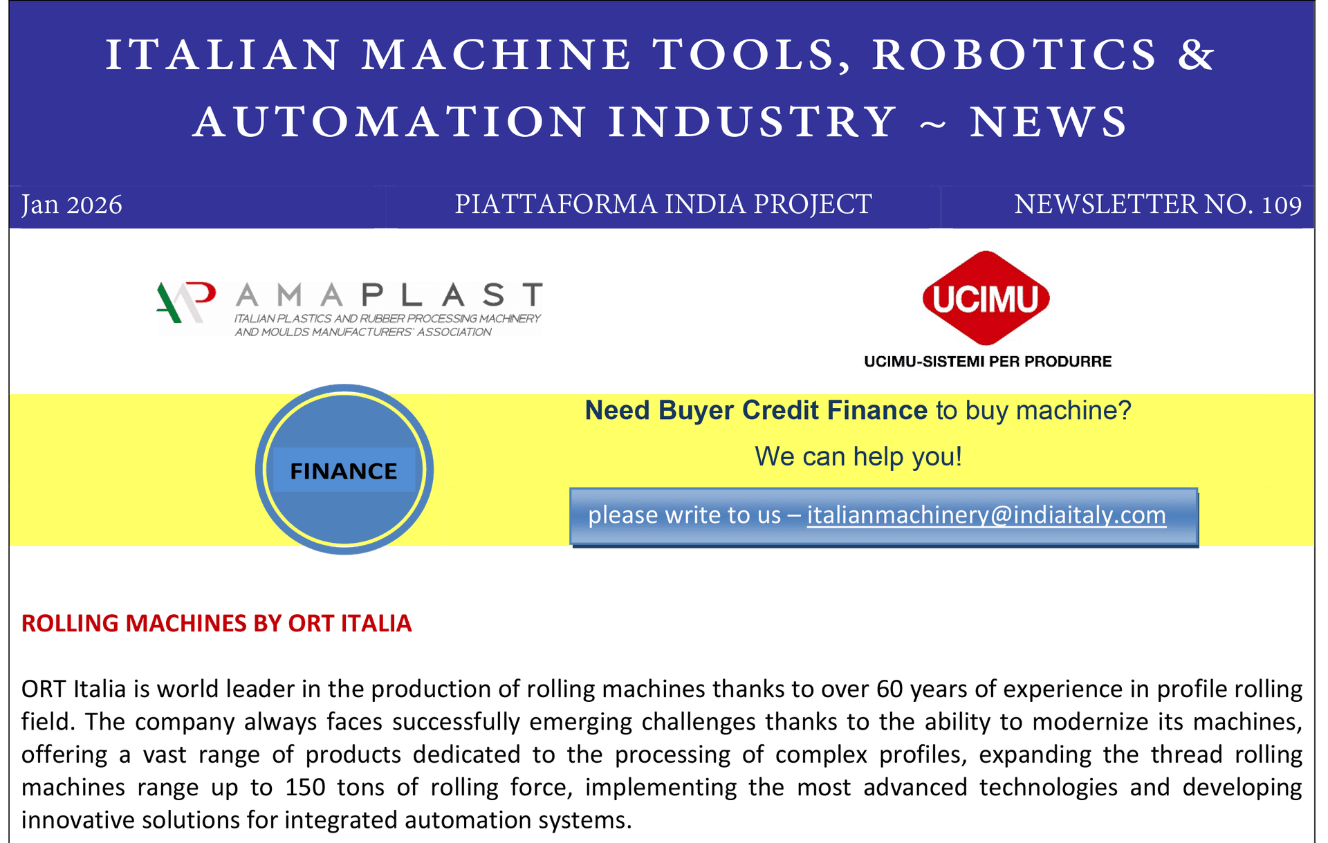 ITALIAN MACHINE TOOLS, ROBOTICS AND AUTOMATION INDUSTRY